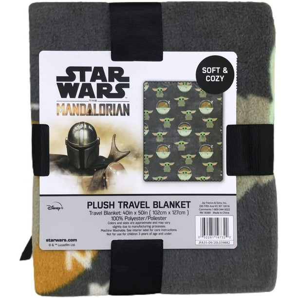 Disney Star Wars The Mandalorian The Child Baby Yoda Plush Travel Throw  Blanket Grey 40x50 inch