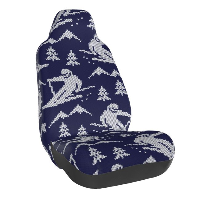 Wukai Abstract Skiing Full Set Car Seat Covers with Soft Padding Universal Auto Front Seats Protector and Cushion Mat
