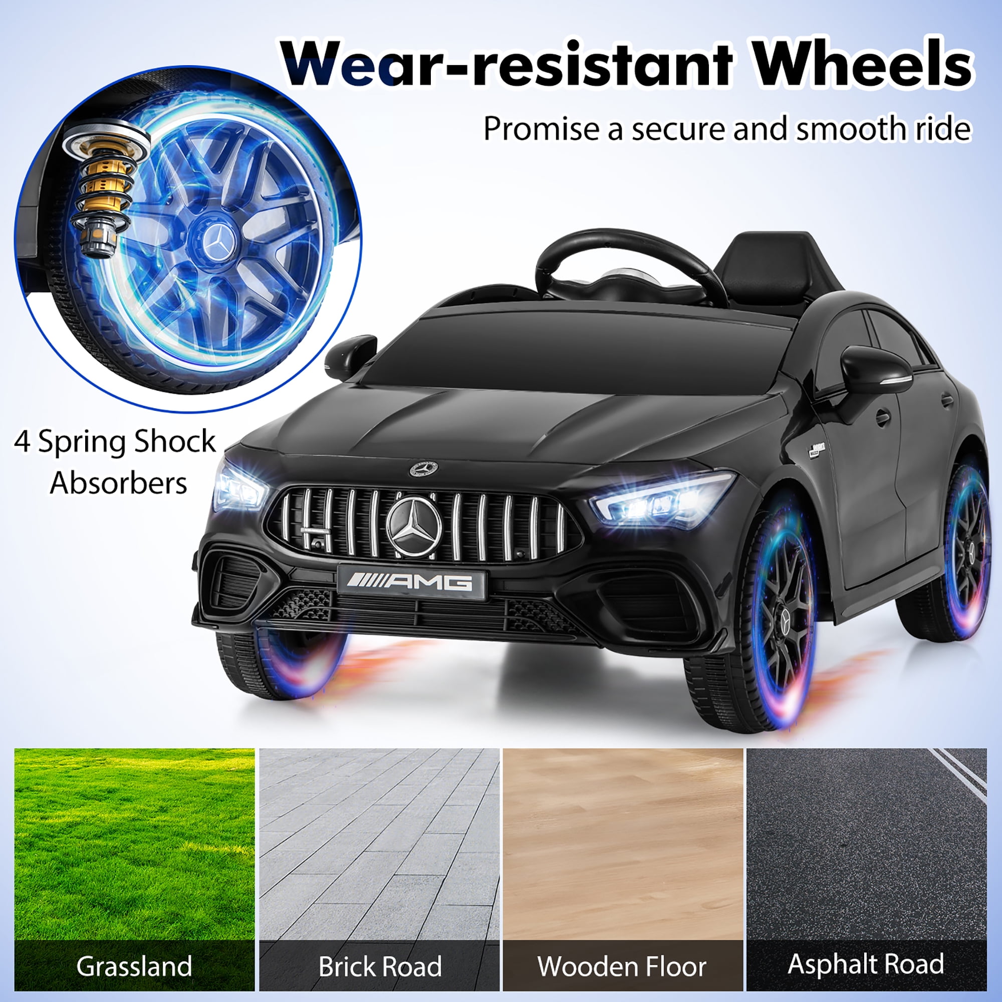 Gymax 12V Kids Ride on Car w/Remote Rocking Function Transport Wheels Lights & Music Black