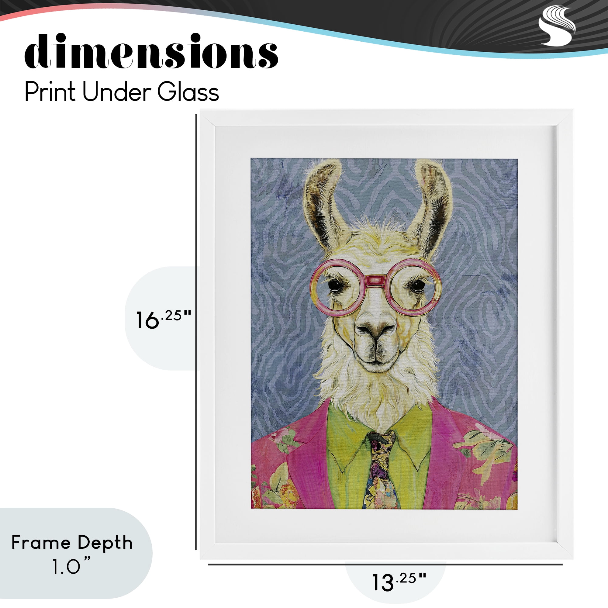 Stupell Industries Bright Gaze Llama White Framed Print Under Glass, design by Svetlana Aleynikova