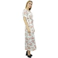 thumbnail image 5 of Bimba Women's Long Satin Maxi Drawstring Floral Kaftan Kimono White Gown - 22, 5 of 8