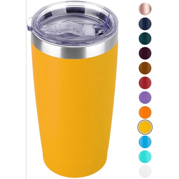 Vaso de 20 oz, taza de café aislada al vacío de acero inoxidable, taza de viaje de doble pared con tapa para bebidas frías y calientes (paquete de 2, negro) Ormromra LRWJ258-9