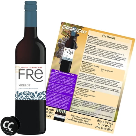 Sutter Home Fre Merlot Non-Alcoholic Red Wine Experience Bundle with Chromacast Pop Socket, Seasonal Wine Pairings & Recipes, 12/750ML Kit