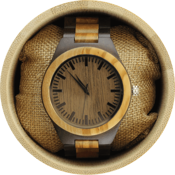 Angie Wood Creations Olive Montre Homme en Bois avec Bracelet en Bois d'Olivier