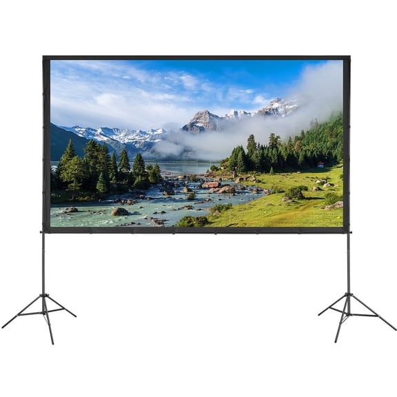 120 inch 16:9 Projector Screen with Stand, 4K/HD Ready Wrinkle-Free Outdoor Movie Screen, Portable Home Theater Setup with Tripod & Carry Bag for Backyard, Cinema Night