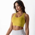 thumbnail image 3 of Women's Scoop Neck Stretchy Cropped Banded Criss Cross Back Sports Bra- Large, Yellow, 3 of 6