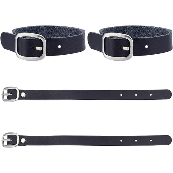 4Pcs Luggage Tag Straps Suitcase Name Tag Holders with Iron Buckle Black 20.5x1.2x0.2cm