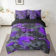 thumbnail image 2 of Manfei Fashion Splash Graffiti Bedding Comforter Set 7pcs for Kids, Purple Camouflage Queen Bedding Sets, Chic Abstract Ombre Reversible Queen Sheet Sets, Lightweight Room Decor, 2 of 7
