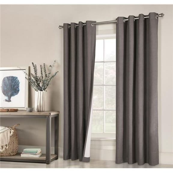 52 x 95 in. Ventura Grommet Curtain Panel Window Dressing, Dark Grey - Set of 2