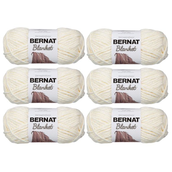 Bernat Fil à Tricoter pour Couvertures (Lot de 6) Super Volumineux #6 5,3 oz 108 Yds Ch. (Blanc Vintage 6PK)