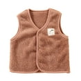 thumbnail image 2 of Esaierr Kids Toddler Fall Winter Vest Outwear for Boys Girls,Baby Fleece Sleeveless Jacket V-Neck Buttons Solid Color Little Boys Girls Thick Warm Waistcoat，Size 1-10 Years, 2 of 7