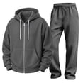 thumbnail image 3 of Babcutegg Mens Outfit Set 2-Piece Zip Up Hooded Sweatshirt and Pants Fall Casual Athletic Clothes Dark Gray Size L, 3 of 8