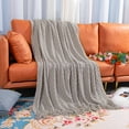 thumbnail image 4 of Ntbay Acrylic Knitted Throw Blanket with 7" Tassels, Lightweight and Soft Cozy Decorative Woven Blanket for Travel, Couch, Bed, Sofa, 51" x 67", Taupe Checkered, 4 of 6