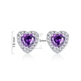 thumbnail image 2 of Devuggo Sterling Silver Heart Shaped Simulated Amethyst Stud Earrings for Women, 2 of 5