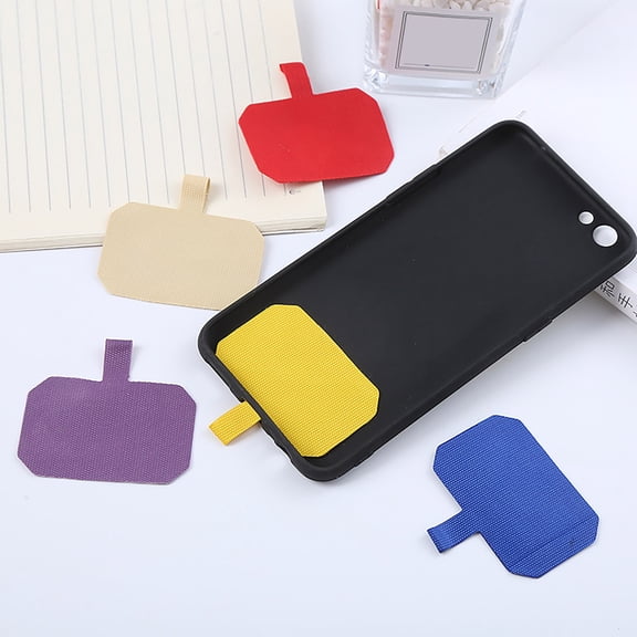Xinyolin 10Pcs Colorful Self-Adhesive Cell Phone Lanyard Patches Mobile Phone Tether Tab Anti-Loss Security Lanyard Connector Strap Replacement Part for Universal Smartphone