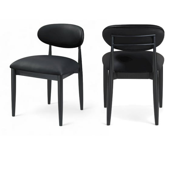 Meridian Furniture Riccio Black Vegan Leather Upholstered Dining Side Chair, Set of 2