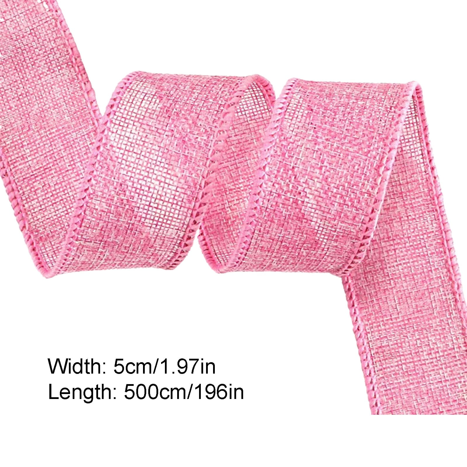 Pink Burlap Ribbon Wired 2 Inch Easter Ribbon Wrap DIY Bow for Valentine's Day Florist Door Wreaths Wedding Christmas Crafts Decoration Gift Box Packing Spring Summer Home Decor