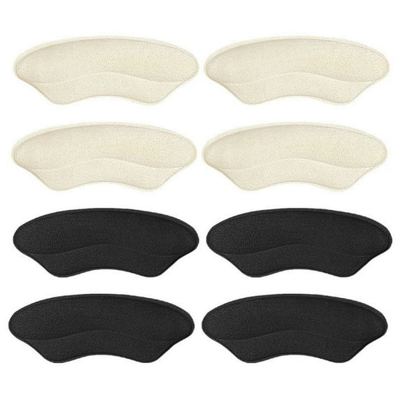 Shoe Heel Cushion Inserts in Pale Apricot and Black, 4 Pairs Suede Material, Adjustable Support for Loose Shoes, Comfort and Blister Prevention
