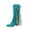 Sky Blue Middle Mid Calf Boots, variant on Metal Tassel High Boots Comfortable Square Toe Chunky Heel Fashionable and Casual Versatile Footwear for Fall and Winter