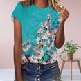 thumbnail image 2 of Tops con estampado de flores de manga corta a la moda para mujer Pompotops hkajfhjk463075, 2 of 5