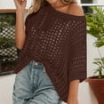 thumbnail image 2 of Cover Ups for Swimwear Women, Plus Size Cover Ups for Swimwear Women Off The Shoulder Solid Color Crochet Coverups Hollow Out Short Sleeve Womens Bathing Suit Coverups, 2 of 8