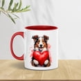 thumbnail image 2 of Happy Valentine's Day Border Collie Brings Love Heart 11oz Accent Two-tone Mug Borders Dog Lovers Gifts Idea Coffee Tea Cup - 02028, 2 of 5