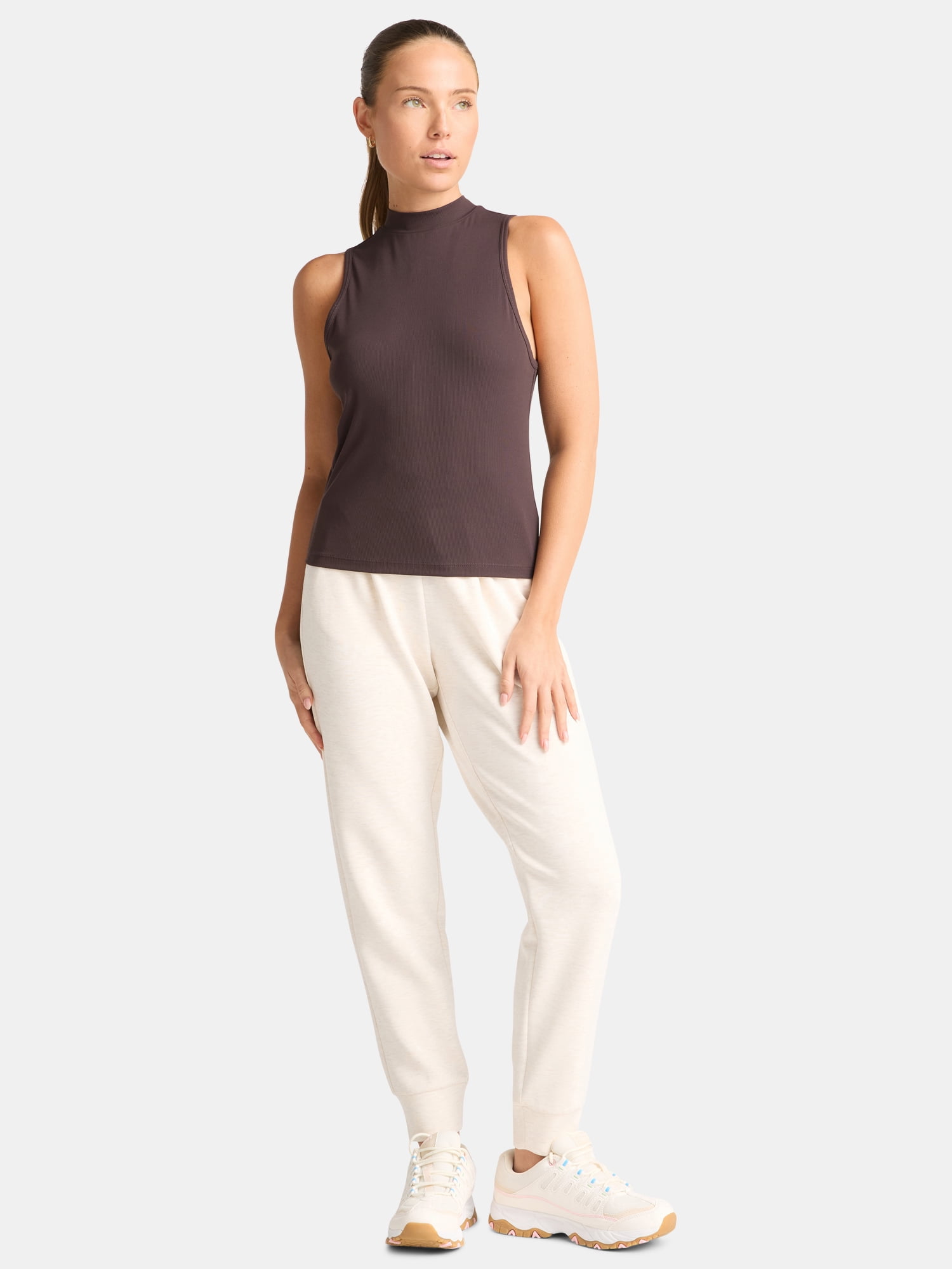 Avia Women's Ribbed Mock Neck Tank Top, Sizes XS-XXXL