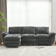 thumbnail image 2 of 3-Seat Sofa Couch with Ottoman, Modern Deep Sleeper Sofa with Metal Legs, Comfy Upholstered Furniture for Living Room Apartment Studio Office, DARK GREY, 2 of 9