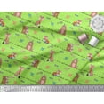 thumbnail image 3 of Soimoi Green Japan Crepe Satin Fabric Animals,Heart & Feather Tribal Decor Fabric Printed Yard 42 Inch Wide, 3 of 3