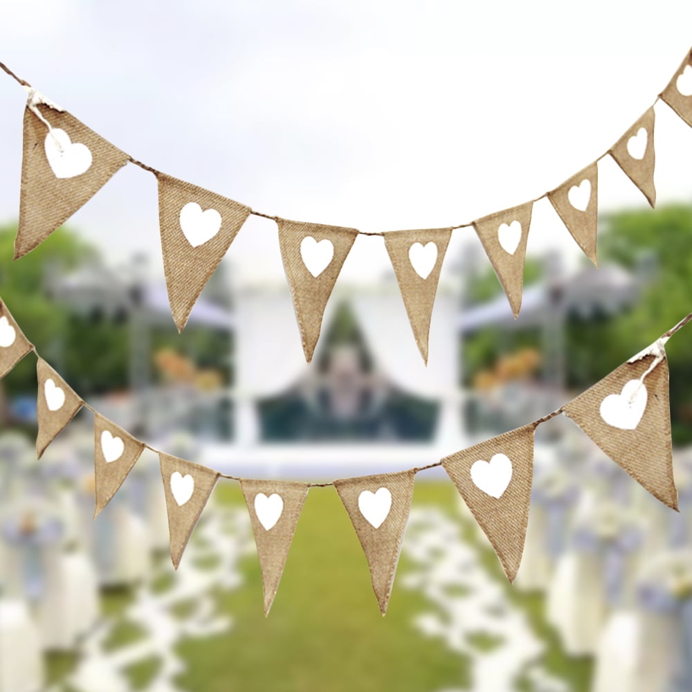 AoHao Wedding Bunting Floral Fabric Triangle Flags Bunting Banner Garlands for Wedding, Birthday