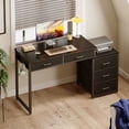 thumbnail image 4 of Casacomoda Computer Desk with 5 Drawers, Reversible Home Office Desks with Printer Stand, Study Writing Table Workstation for Small Spaces, Black, 4 of 7