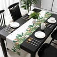 thumbnail image 5 of Green Tropical Botanical Table Runner Cotton Linen 120 Inch Holiday Dresser Scarves, Summer Floral Leaves Tablerunner for Kitchen Coffee Dining Bedroom Home Living Room Dinner Scarf Décor 13''x120'', 5 of 9