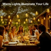 Outdoor String Led Patio Lights, 100Ft Waterproof Light 28 Bulbs+2 Spares with Remote Dimmable ST38 Shatterproof Bulb, for Backyard Yard Porch Party