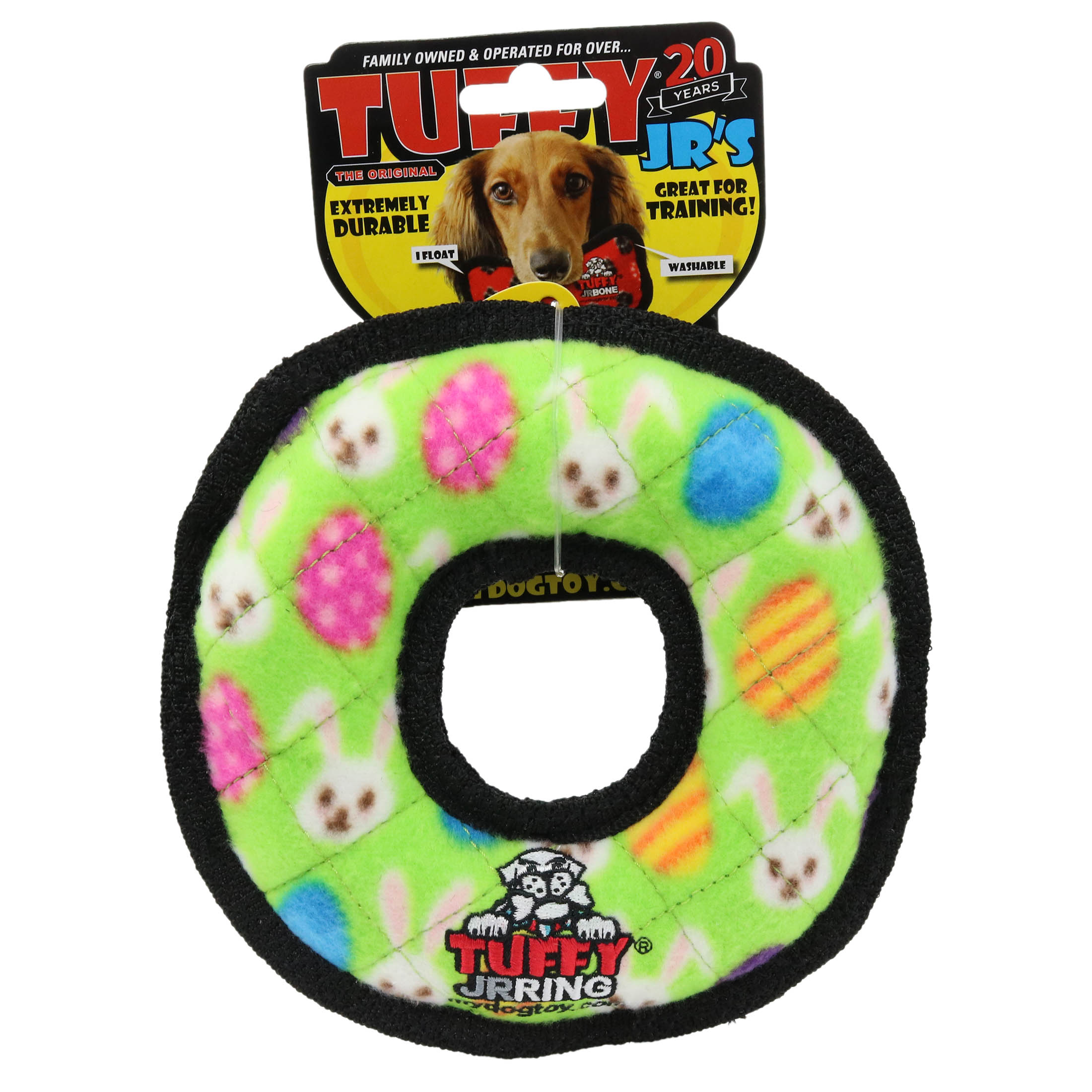 Tuffy Holiday Jr Ring Easter Egg, Durable Plush Squeaky Dog Toy, 2 Pack