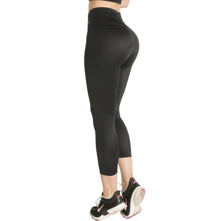 Rose Waistband - Butt Lifter Capris Leggings High Rise Waist Levanta Cola Internal Powernet Girdle Colombianos Sports Yoga Gym Fitness Black 401BB