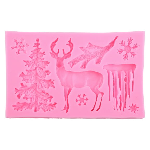 3D Christmas Theme Deer Silicone Mold Snowflake Chocolate Cake Fondant DIY Mould