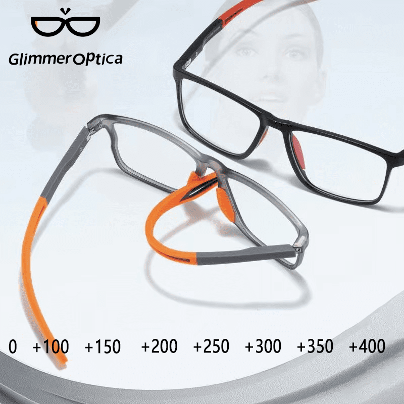 Lunettes De Lecture Progressives Honey Joe - Monture TR90 Orange, Charnière à Ressort, Unisexe