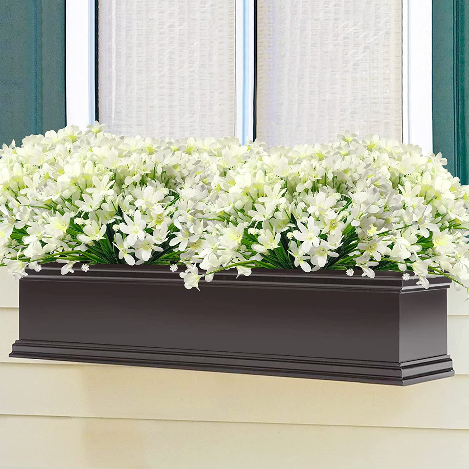 MAMOWEAR 4/8PCS Artificial Daffodils Flowers Outdoor UV Resistant Fake Silk Flowers Faux Plastic Greenery Shrubs Garden Porch Window Box Decoration