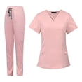 thumbnail image 4 of Conjunto de uniformes de enfermera Jinwen Rosa M con pantalones y bolsillos, 4 of 8