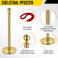 thumbnail image 2 of Towallmark Gold Stanchion Posts with Red Suede Rope – Luxury Crowd Control Barriers for VIP Events, Museums, Hotels & Red Carpet Entrances  – 2-Pack | 1 Soft Rope, 2 of 5