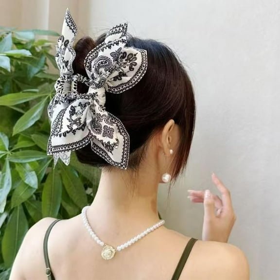 Bohemian Bow Knot Bandana Fabric Hair Clips for Women Boho Barrettes Hair Accessories