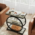 thumbnail image 5 of Tribesigns End Table, Wood Side Table with Black Metal Frames, Narrow End Table with 3 Storage Shelves for Living Room, 5 of 7