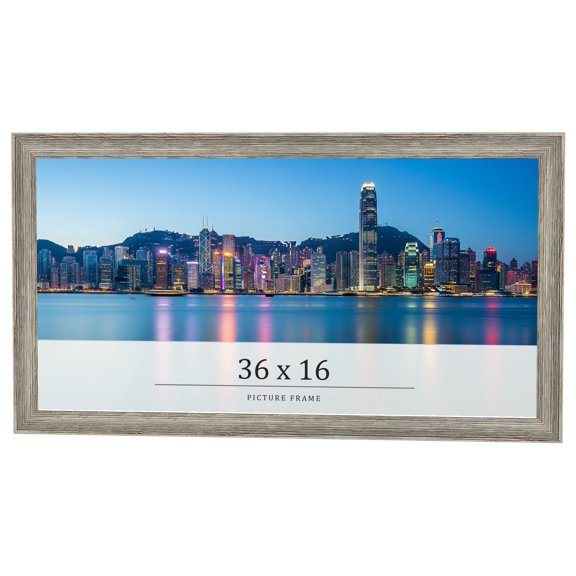 36x16 Frame Grey Solid Wood Picture Frame Width 1 Inches | Interior Frame Depth 0.5 Inches |