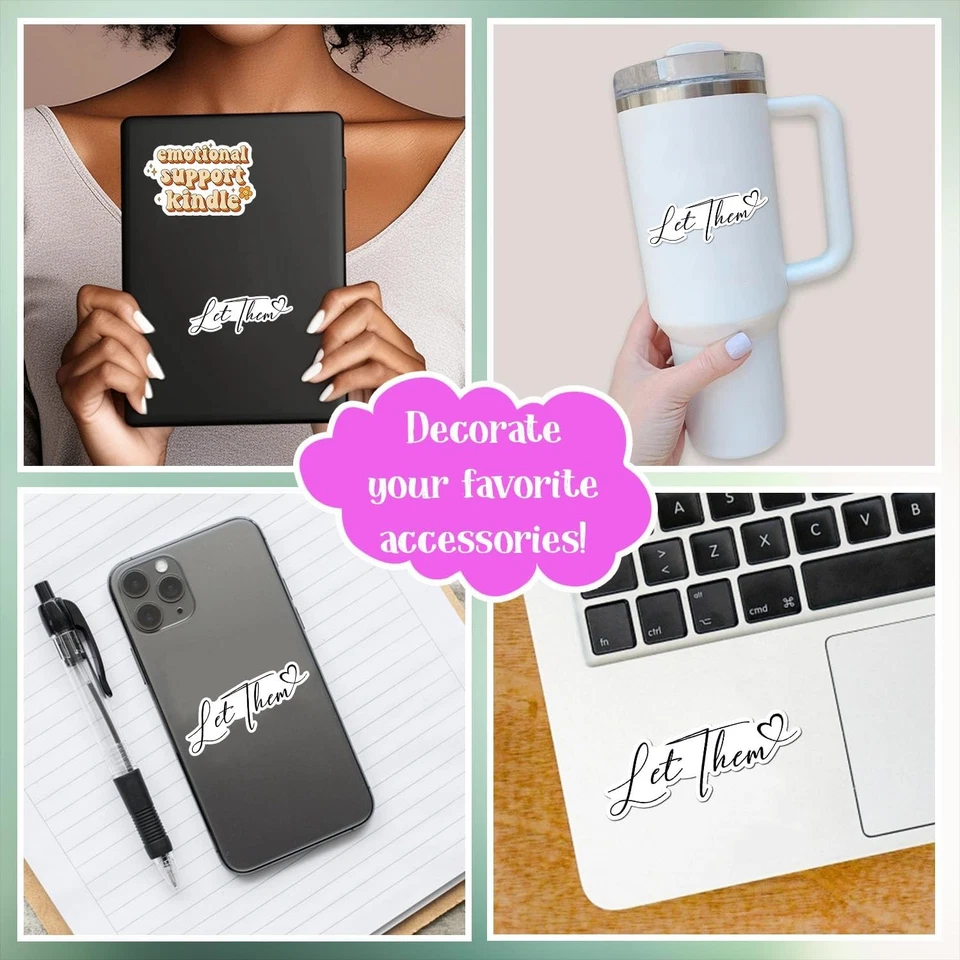 BUTTERFLY- (3Pcs) Let Them Sticker Funny Quote Sarcastic Decals Waterproof Multicolor