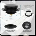 thumbnail image 6 of Universal Tip Toe Tub Stopper and Cover Pop Up Bath Drain Stopper - Replaces Bath Tub Lift & Turn, Tip-Toe or Trip Lever Drains - EZ Install (Matt Black), 6 of 7