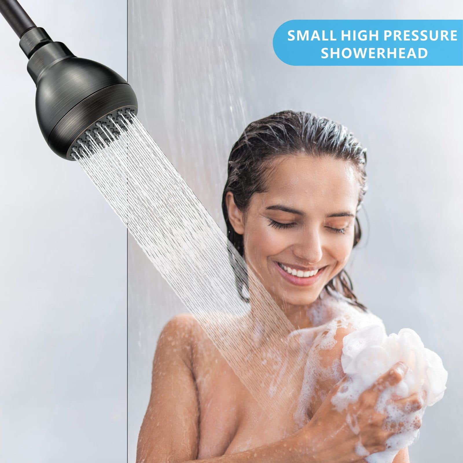 High Pressure Shower Head - Powerful Bathroom Pressure Boosting Showerhead - Perfect Universal Replacement for Rain Shower Heads