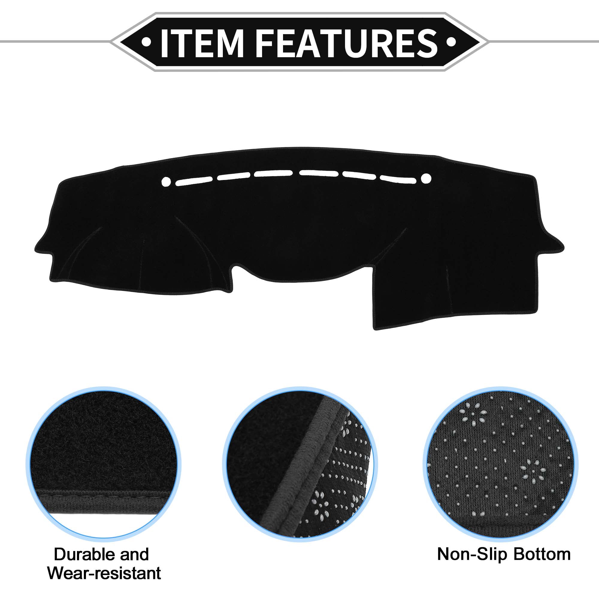 Unique Bargains Non-Slip Polyester Dash Cover for Hyundai VeraCruz 2007-2012 Black