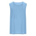 thumbnail image 4 of Taqqpue Women's Plus Size Tank Tops Pleated Scoop Neck Loose Fit Summer Shirts Cotton LinenCasual Short Sleeve Tops Split Trendy Lightweight Blouse Banded Bottom S-5XL, 4 of 5