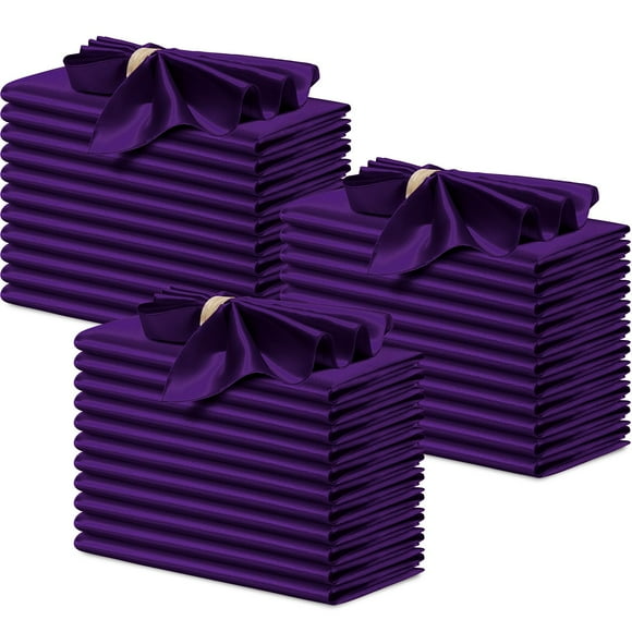 Servilletas de satén P Pothuiny, color morado sedoso, 43 x 43 cm, 50 unidades