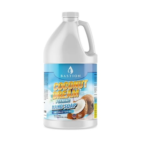 Bastion Antibacterial Foaming Hand Soap - Coconut Dream Hand Wash - Bulk Refill Jug. Coconut Dream Scented. Non-toxic. Made in the USA.(Foaming Dispenser Required) (Coconut, 1/2 Gallon (64 oz))
